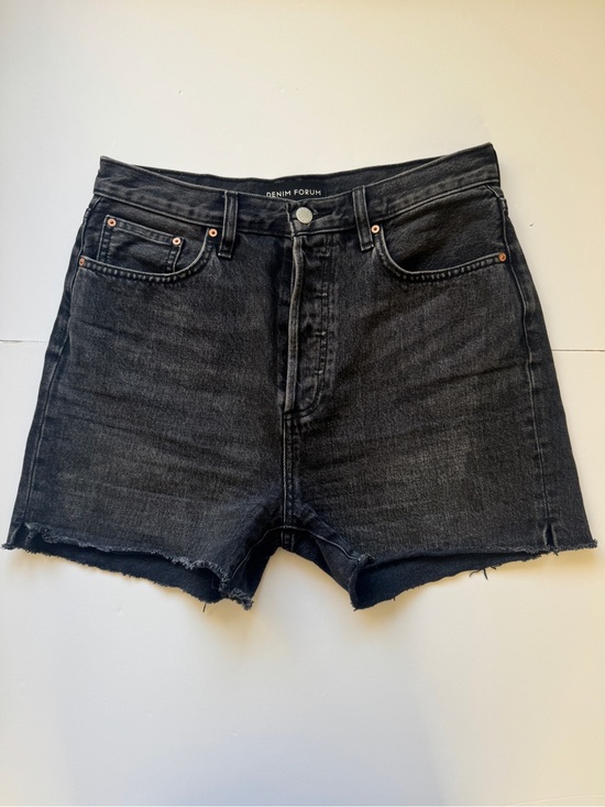 Denim Forum Pants - Aritzia Denim Forum The Yoko Mid Thigh Jean Shorts Cut Off Denim Black Sz 29